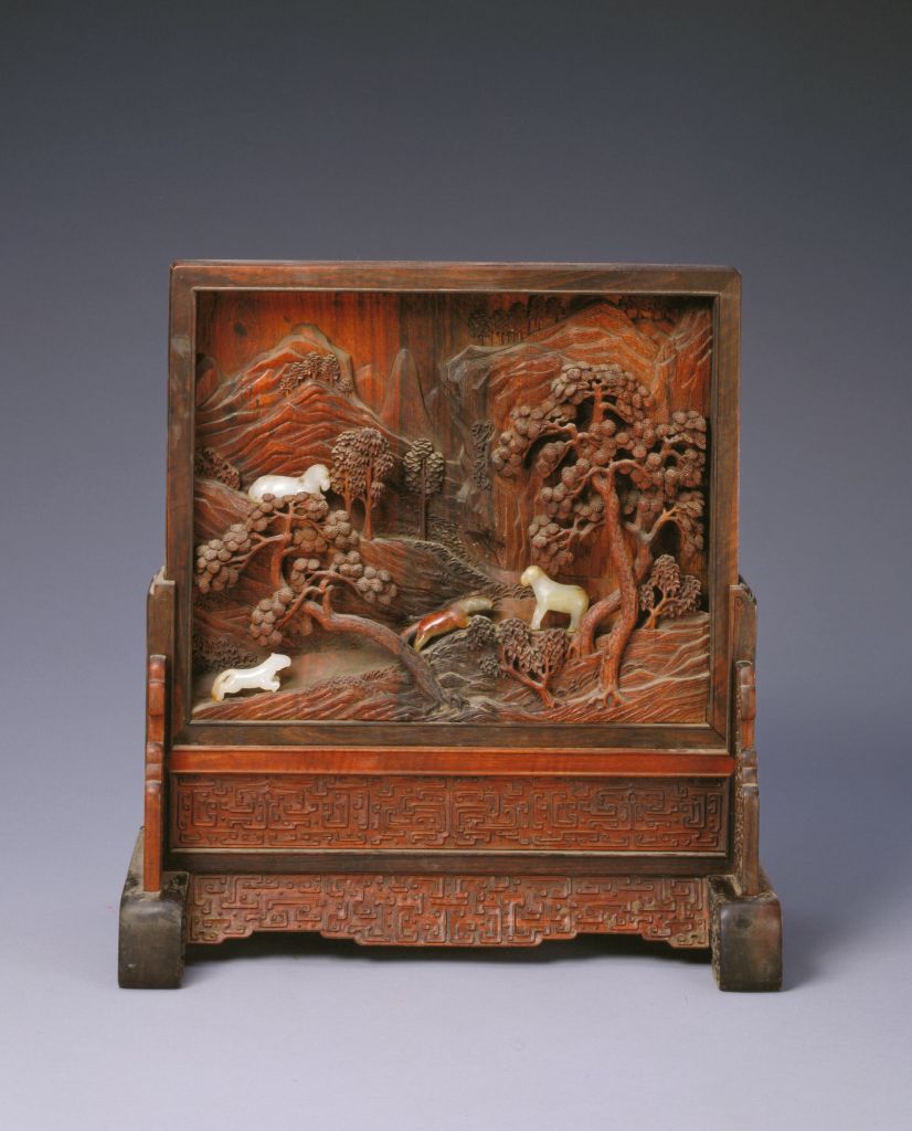 图片[1]-Red sandalwood side seat Aiwuhan four-horse picture inset-China Archive